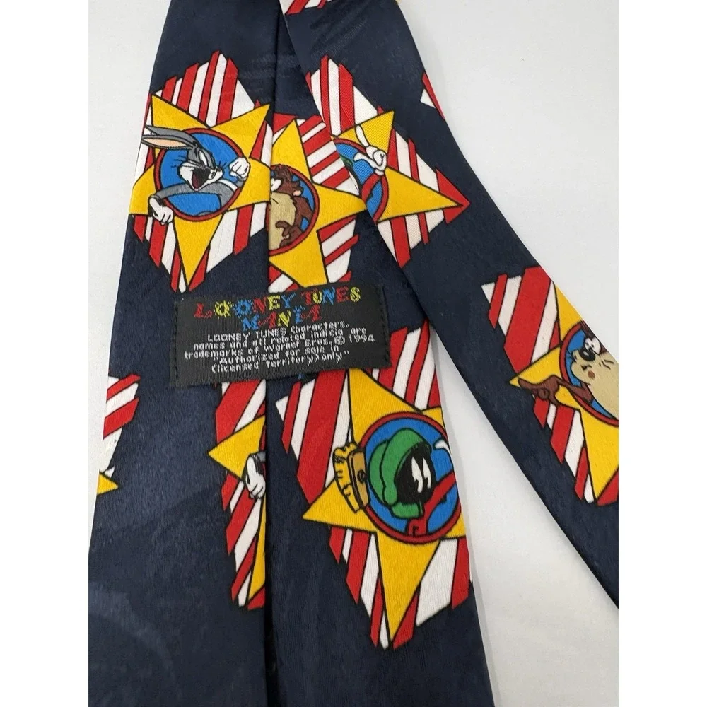 Looney Tunes Mania Tie Bugs Bunny Taz Marvin Necktie Warner Bros Stars Vtg 90s